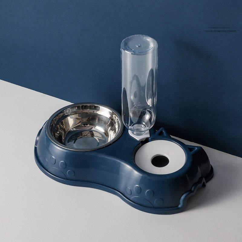 Automatic Dual-Bowl Pet Water and Food Feeder with Non-Slip Base for Cats and Dogs