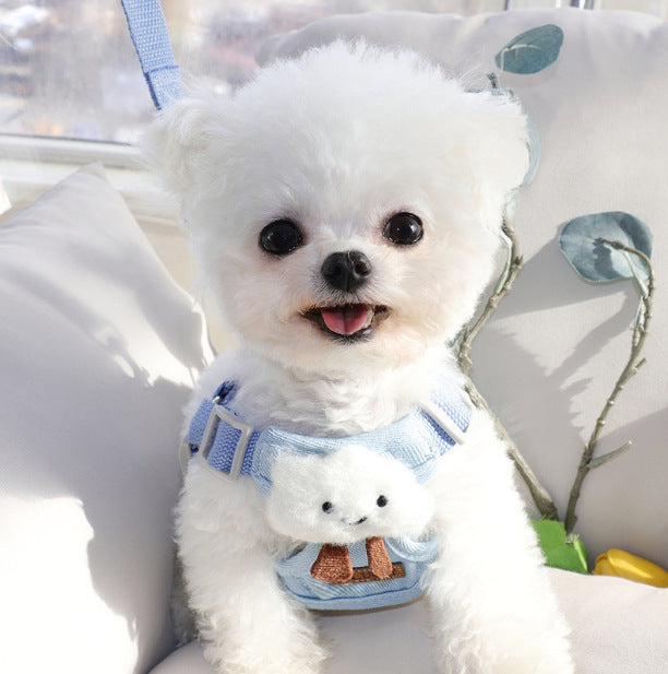 Soft cotton vest harness and lead in 9 colour options