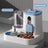 Automatic Pet Feeder with Food and Water Bowls and Cat Ear Sliding Cover for Cats and Dogs