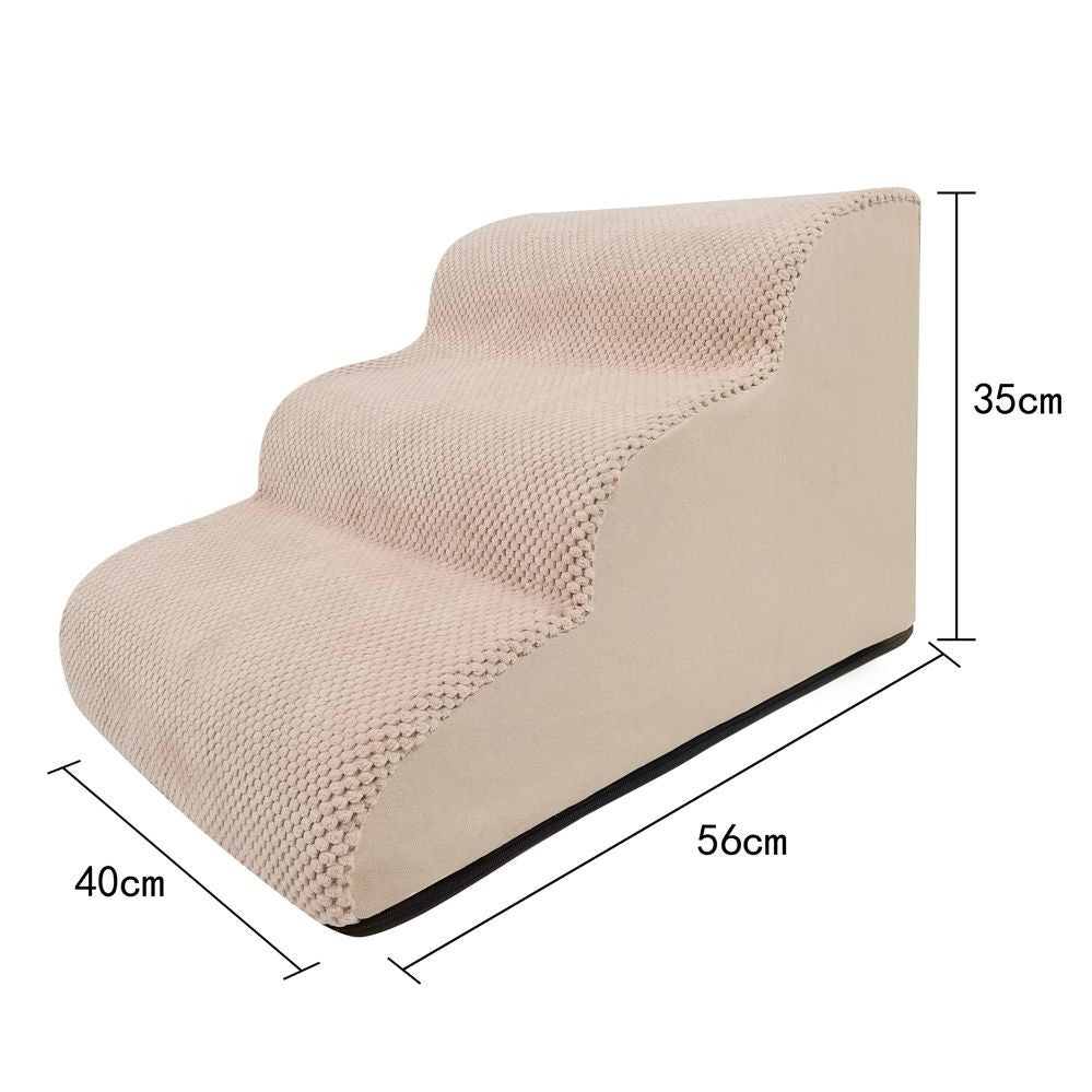 Removable washable suede pet stairs in grey fabric