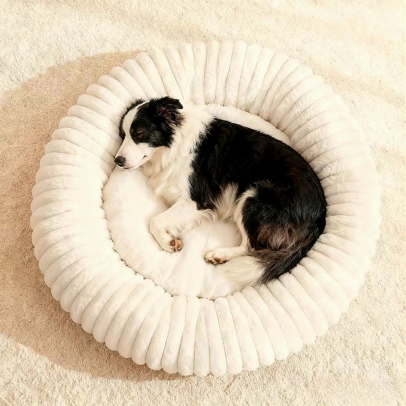 Plush faux rabbit fur pet nest bed for cats, alternative angle view