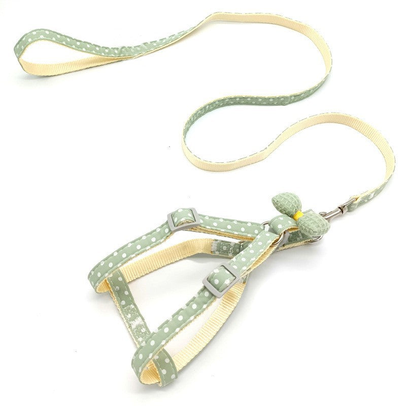 Printed chest harness and lead set for small dogs, ideal for everyday use