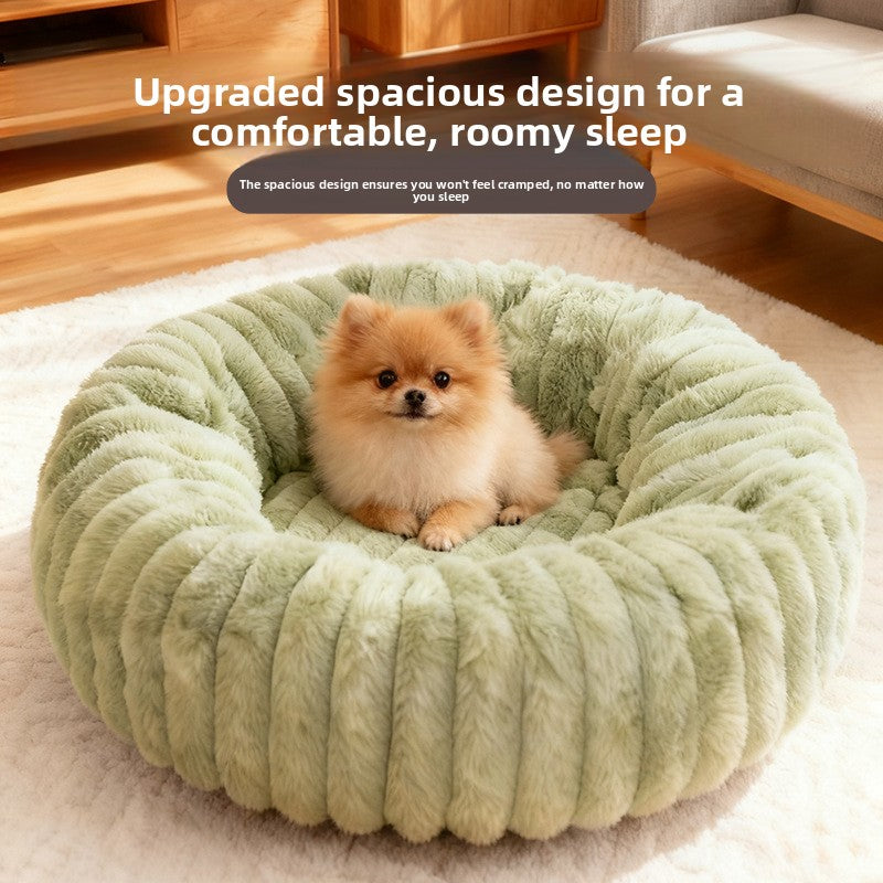 Faux Fur Round Pet Nest Bed with Thick Padding, Dogs and Cats