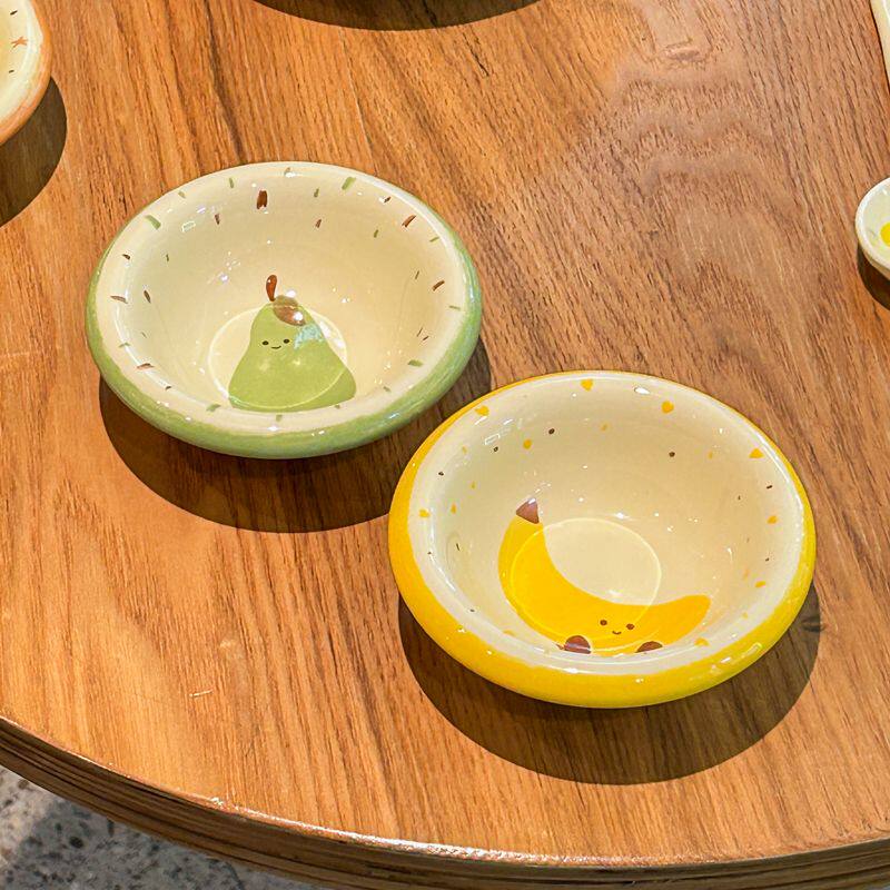 Fruit shaped ceramic pet bowls including banana and watermelon, view 13