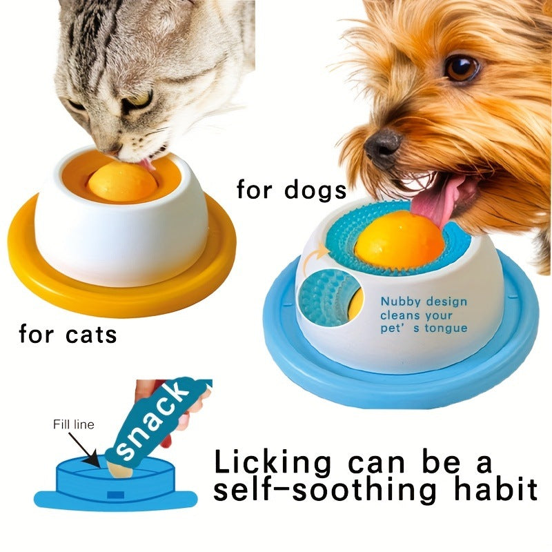 Anti-Spill Pet Slow Feeder Lick Tray for Cats and Dogs, Durable Plastic