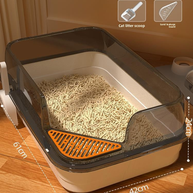 Extra Large 61cm Semi-Closed Cat Litter Box, Anti-Splash
