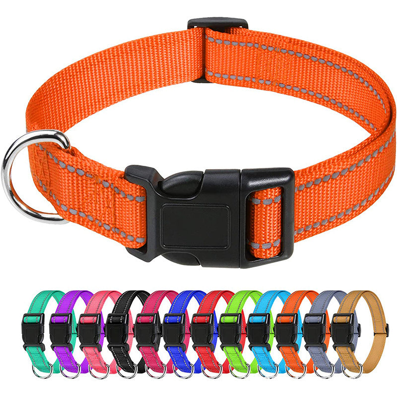 Reflective nylon dog collar, available from Pet Royale UK