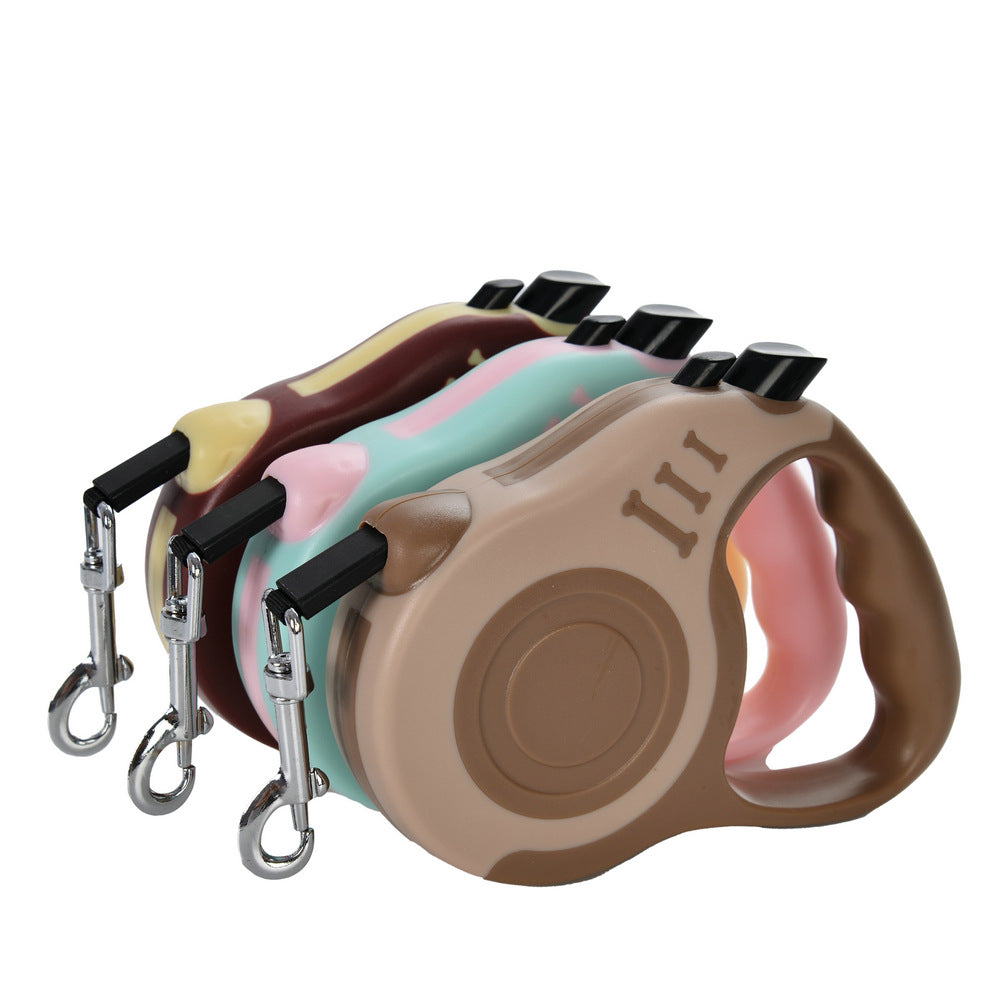 Retractable dog lead with bone-shaped handle, ideal for everyday use