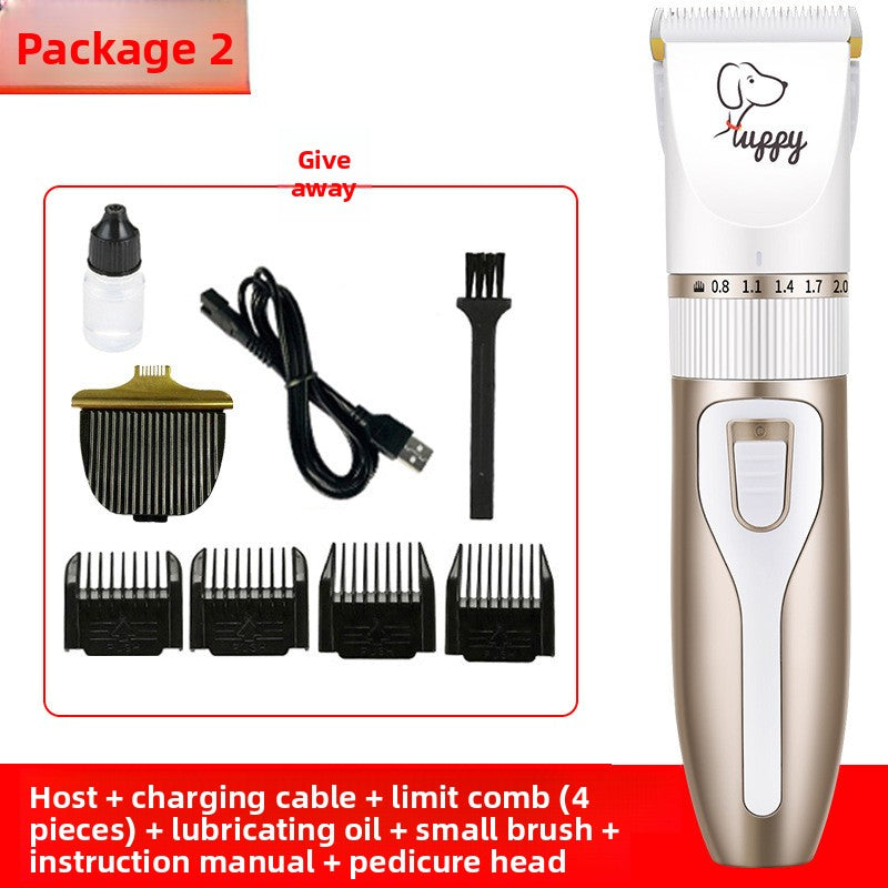 USB Rechargeable Pet Hair Clipper with Ceramic Blade and 4 Combs