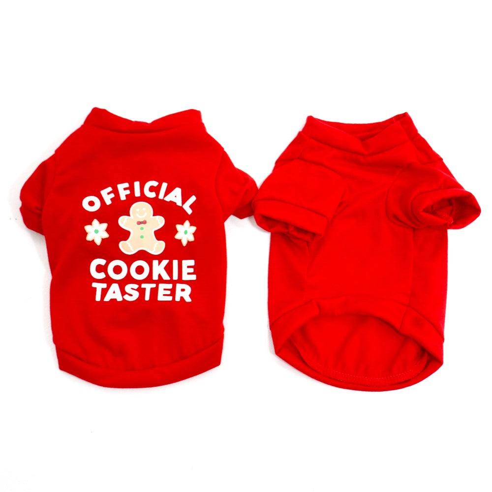 Christmas dog T-shirt in light polyester in Plain Black, showing size and shape