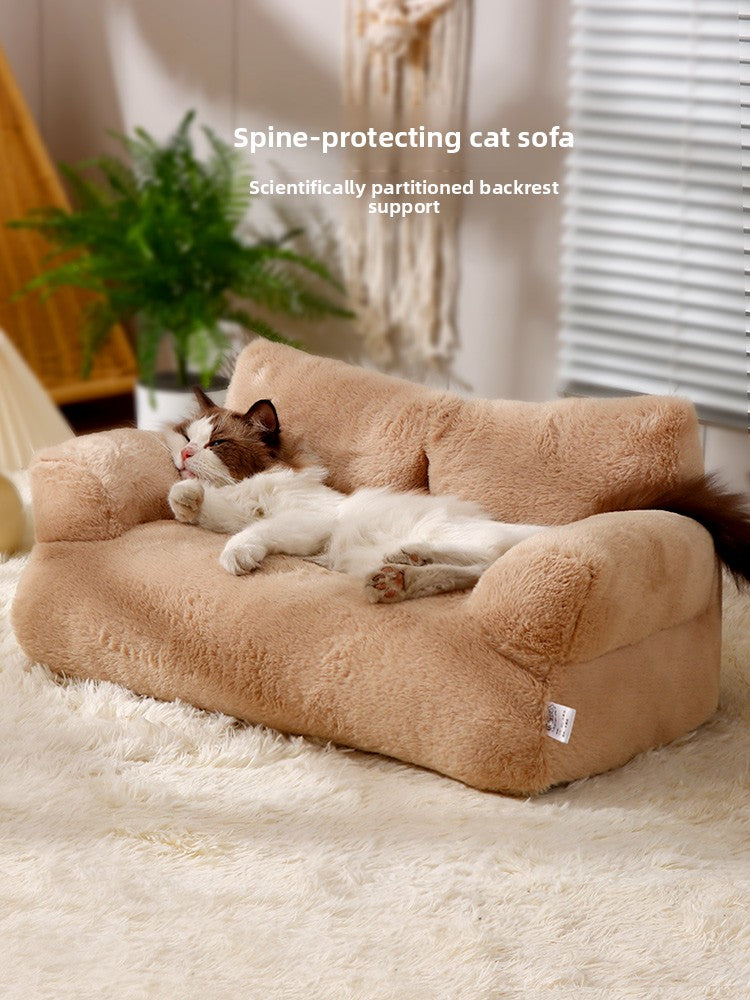Removable washable round pet bed in moonlight beige flannel, view 1